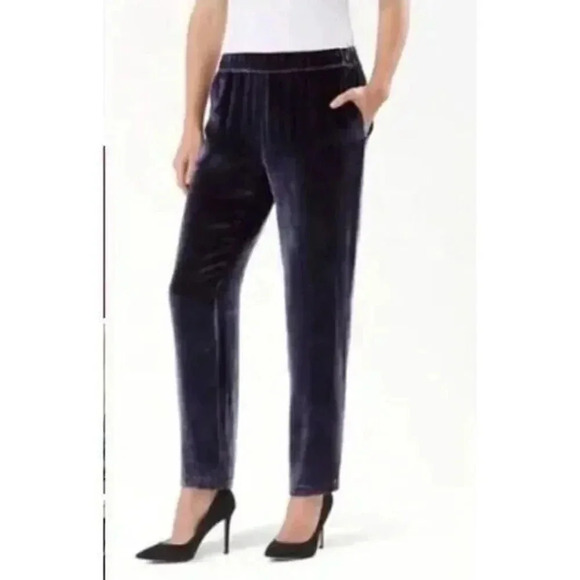 Tommy Bahama Purple Velour Silk Straight Leg Pants L - Picture 1 of 5